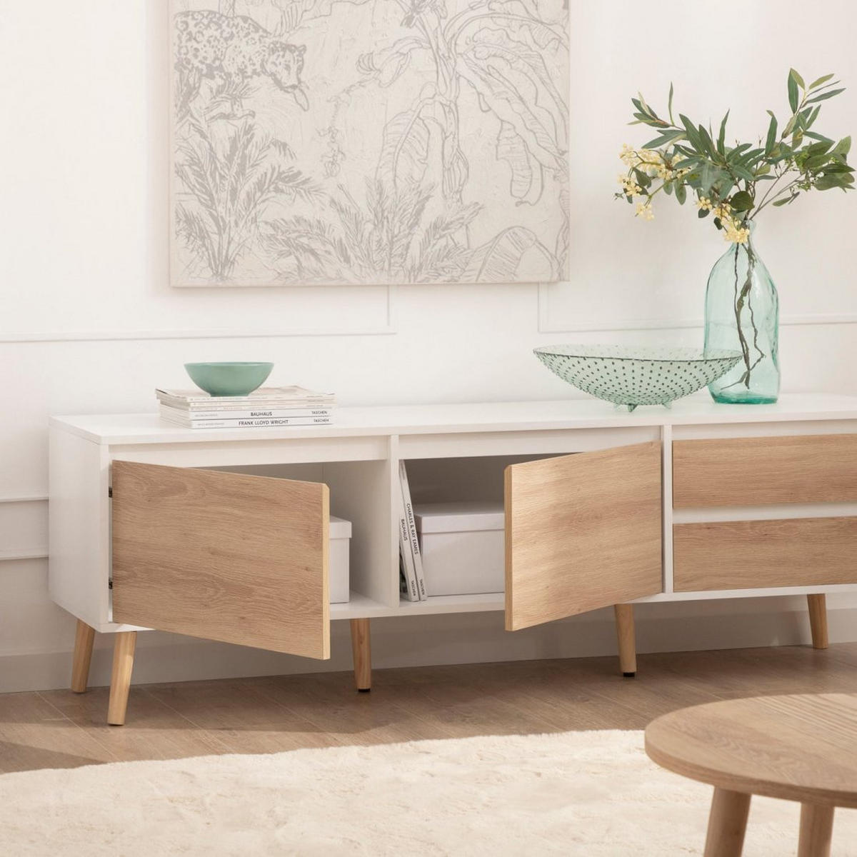 TV-ELEMENT Kemi Zweifarbig 160 cm x 51 cm - Multicolor, Holzwerkstoff (160/51/40cm)