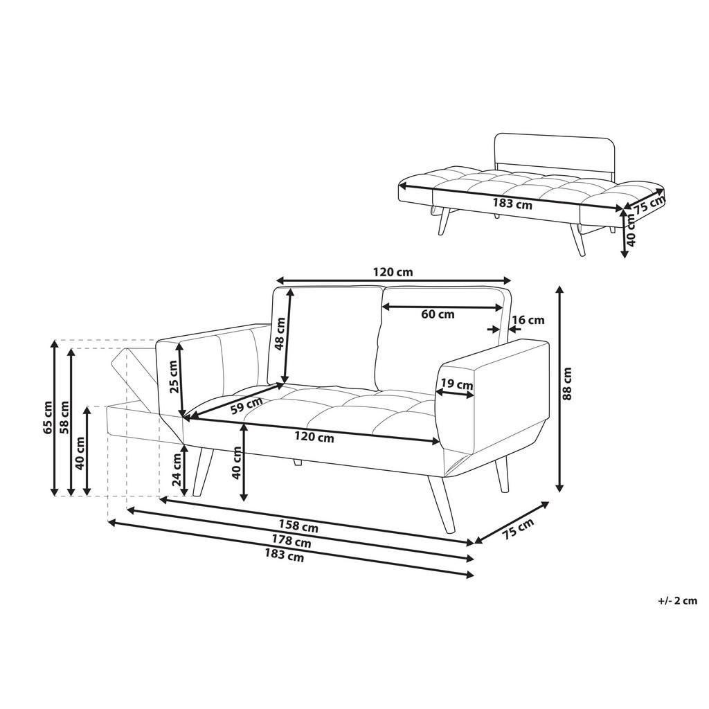 Thumbnail - Beliani 2-Sitzer-Schlafsofa, Blau, Textil, 158x90x75 cm, Wohnzimmer, Sofas & Couches, Schlafsofas