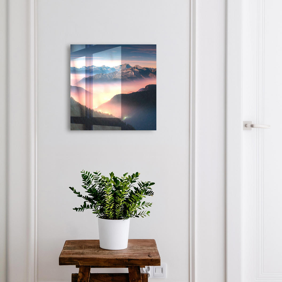 SCHLÜSSELBOX Schwarz 30x30 cm- Türöffnung nach rechts - Bergpanorama - Dunkelblau, Metall (30/30/5cm) - TULUP