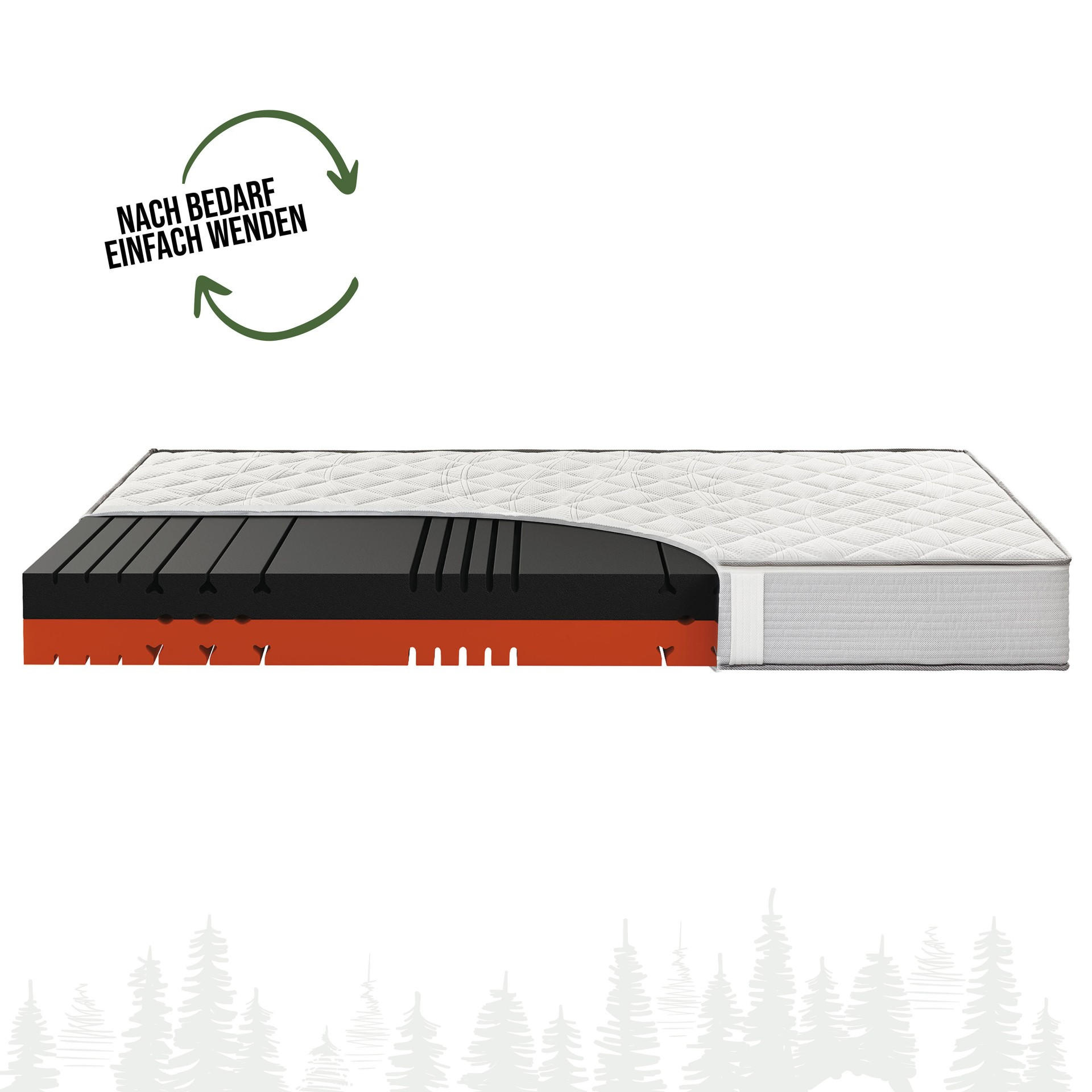 MATRATZE Sofie - Kaltschaum Wendematratze, mit 8cm Schaumauflagen, Qualität aus Deutschland - Weiß, Holz (140/200cm) - Schwarzwaldmarie