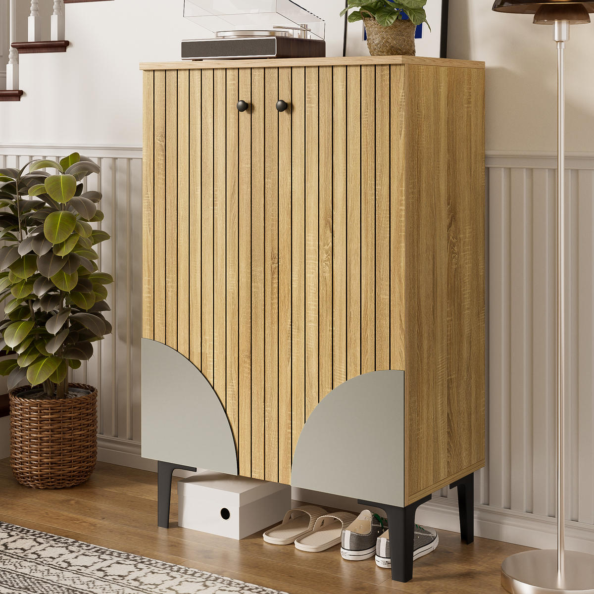 SCHUHSCHRANK Holz Türen Stauraum - Naturfarben, Holz (60/94/32cm) - Fortuna Lai