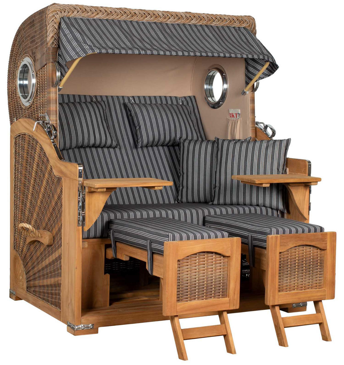 STRANDKORB XXL Düne Grande Teak Banana - Braun/Grau, Metall (142/170/95cm) - Mr. Deko