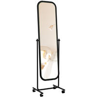 STANDSPIEGEL Triest Metall Schwarz Mobiler Ganzkörperspiegel - Schwarz, Metall (48/166/45cm) - DELUKE