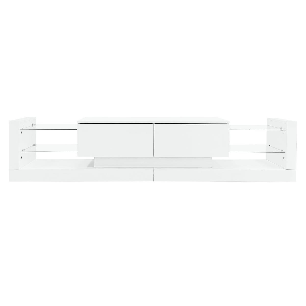 TV-SCHRANK-SET mit Couchtisch in Weiß Hochglanz, erweiterbar 181/38/38 cm + 100/50/40.3 cm - Weiß, Holzwerkstoff (50/181/78.3cm) - Redom