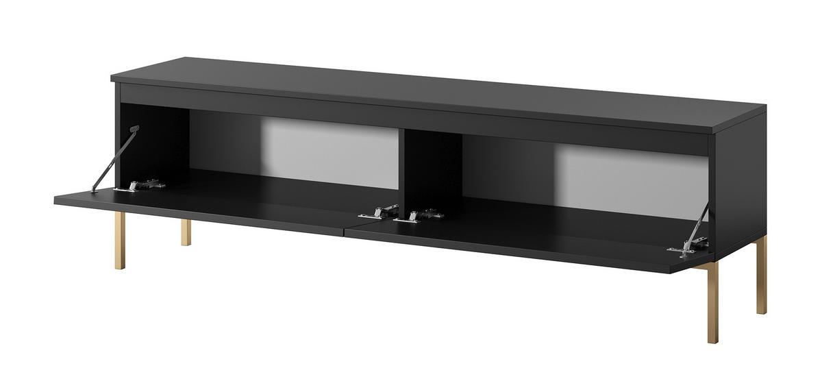 TV-SCHRANK Bemmi Schwarz mit goldenen Metallbeinen 150 cm - Goldfarben/Schwarz, Holzwerkstoff/Metall (150/46/32cm) - Selsey