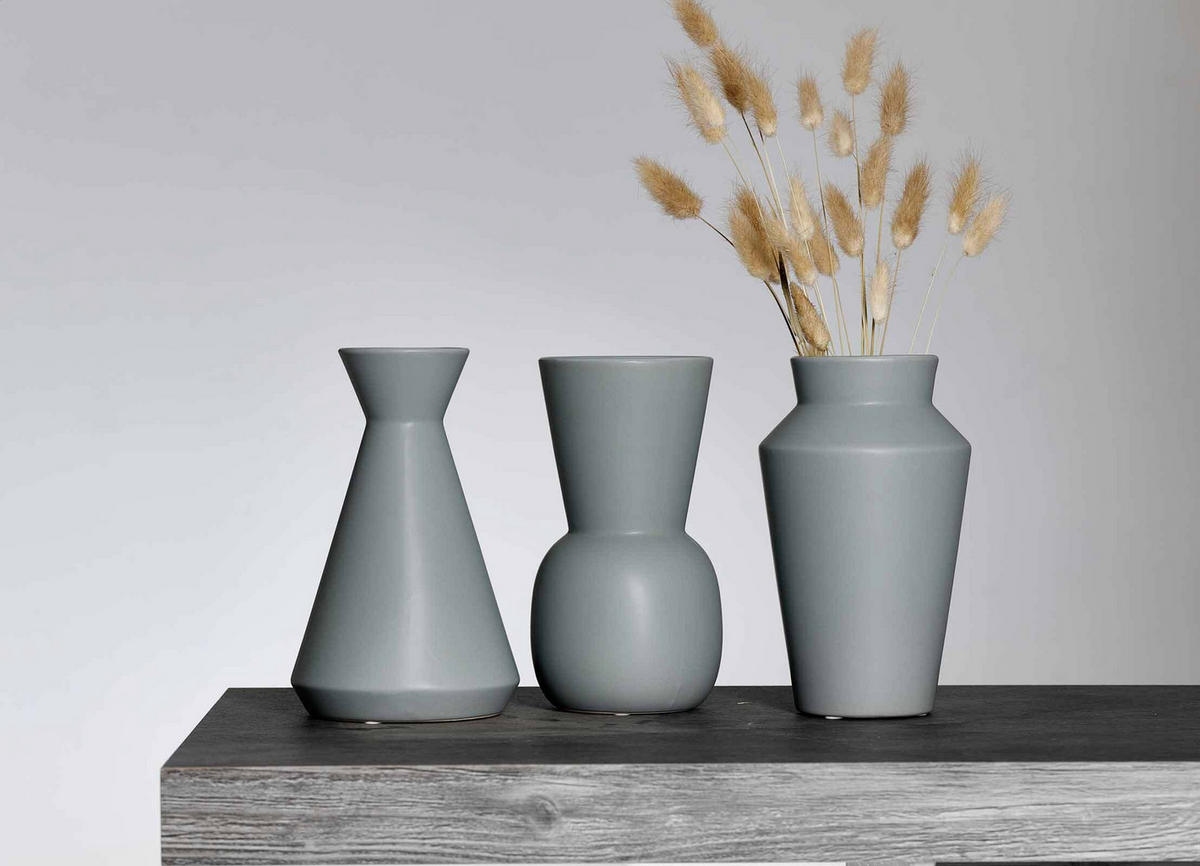 VASEN-SET Kalmar grau 20 cm 3er Set - Grau, Keramik (20cm) - Ritzenhoff Breker