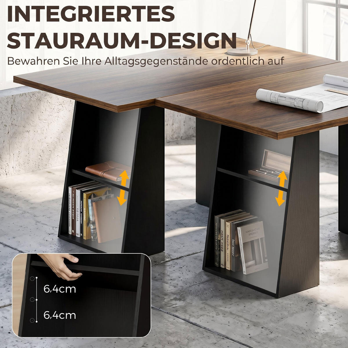 SCHREIBTISCH Spanplatte MDF Braun Schwarz - Schwarz/Braun, Holzwerkstoff (140/78/75cm) - HOMCOM