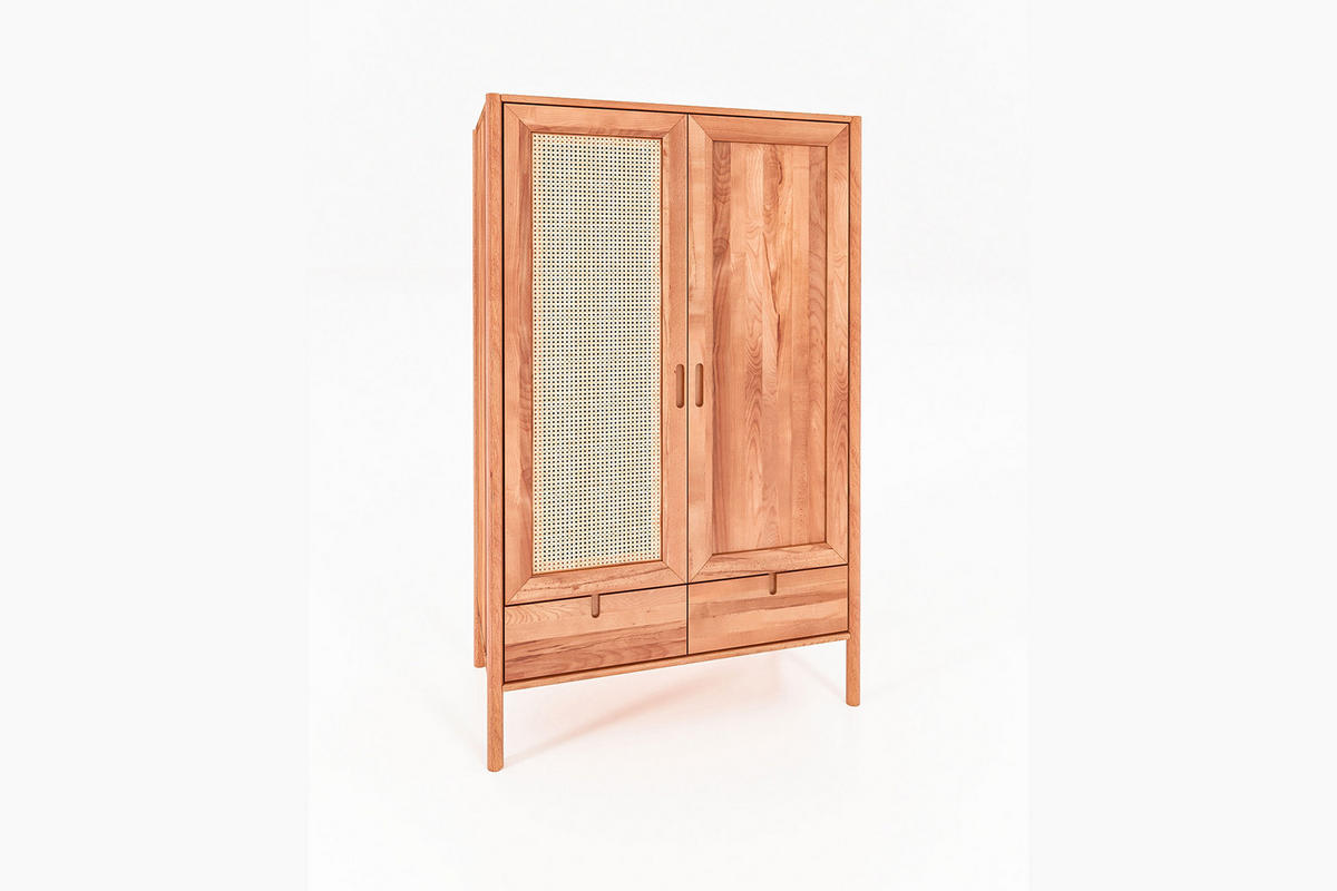 KLEIDERSCHRANK MIT SCHUBLADE INA Kernbuche - Ecru, Holz (108/175/60cm) - byoak