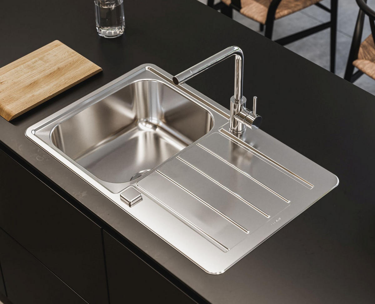 KÜCHENSPÜLE 79x50cm Edelstahl Einbauspüle Line max 80 Schrank ab 50 cm - Edelstahlfarben, Metall (50/19/79cm) - Alveus
