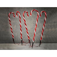 WEIHNACHTSDEKORATIONEN 5er-Set LED Licht-Zuckerstangen 60 cm - Rot/Weiß, Kunststoff (5/60/5cm) - LAALU