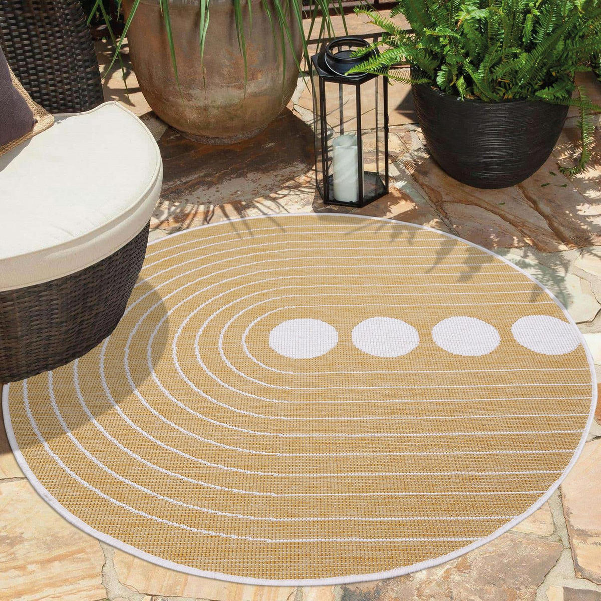 OUTDOOR-TEPPICH DuoRug 5739 Ockergelb 160x160 cm - Gelb, Textil (160/160cm) - carpet city