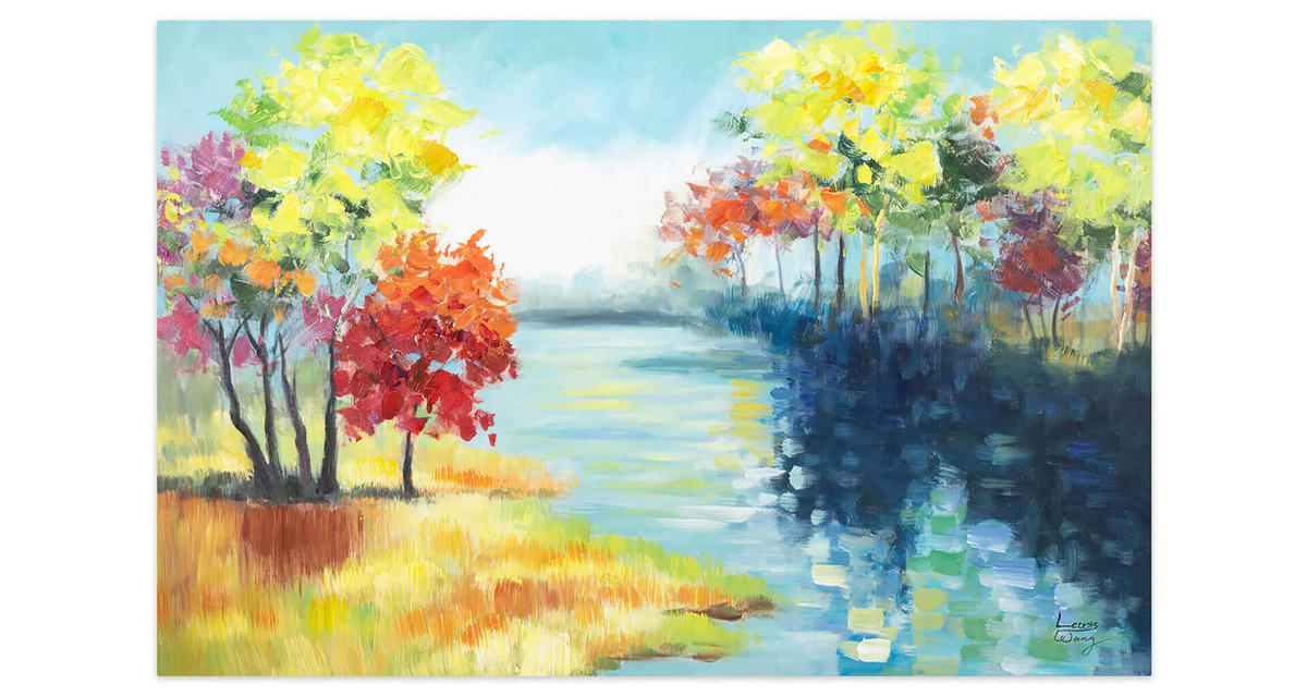 RUČNO SLIKANA AKRILNA SLIKA, 90/60 CM - višebojno, tekstil/drvo (90/60cm) - KUNSTLOFT