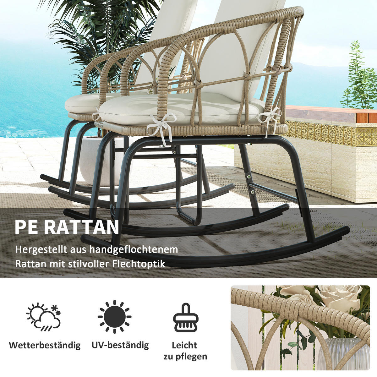 RATTAN-STUHL Gelb 63.0/82.0/75.0cm - Gelb, Metall (82/75/63cm)