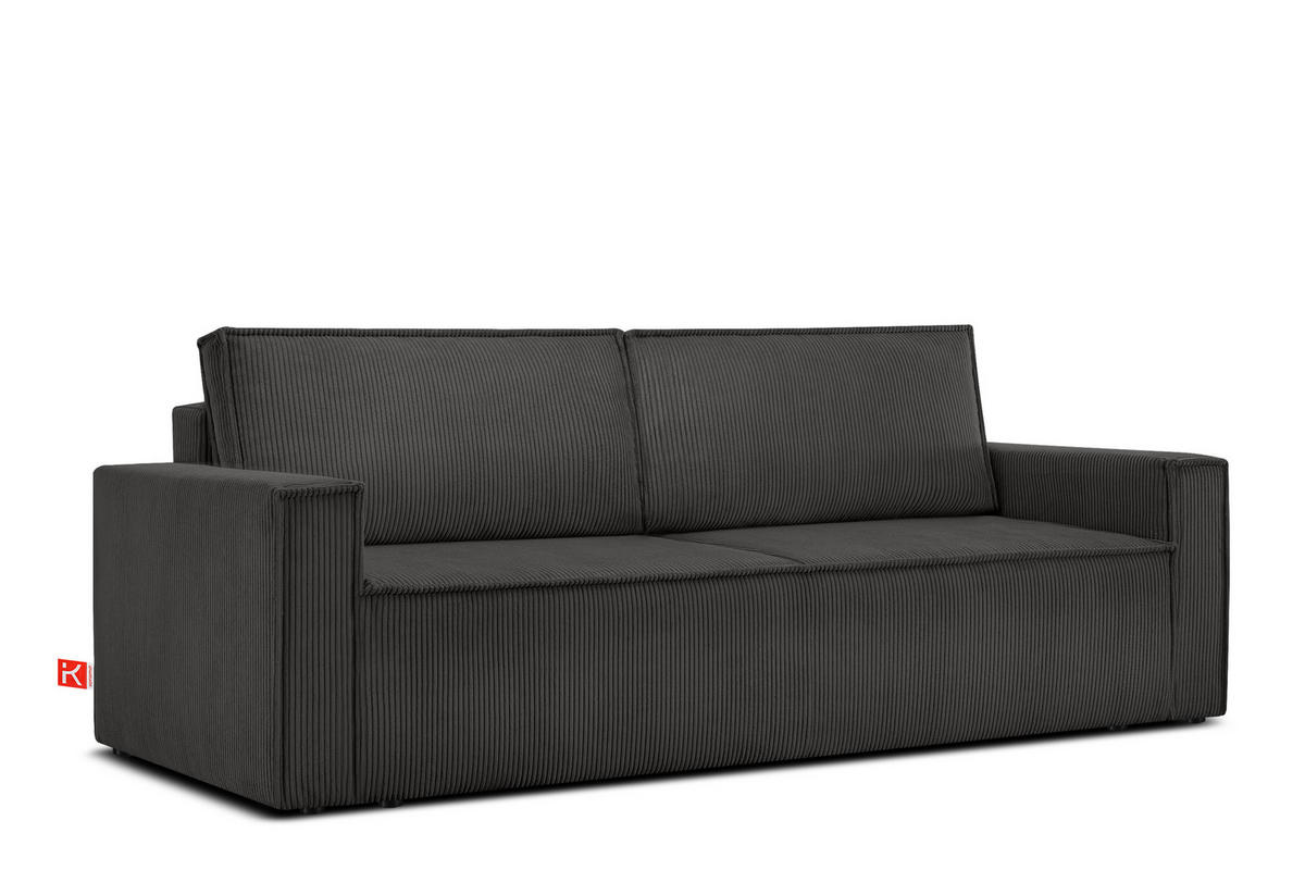 SCHLAFSOFA NAPI in Pet Friendly Cord-Stoff, grau - Schwarz/Grau, Textil (228/89/101cm) - KONSIMO®