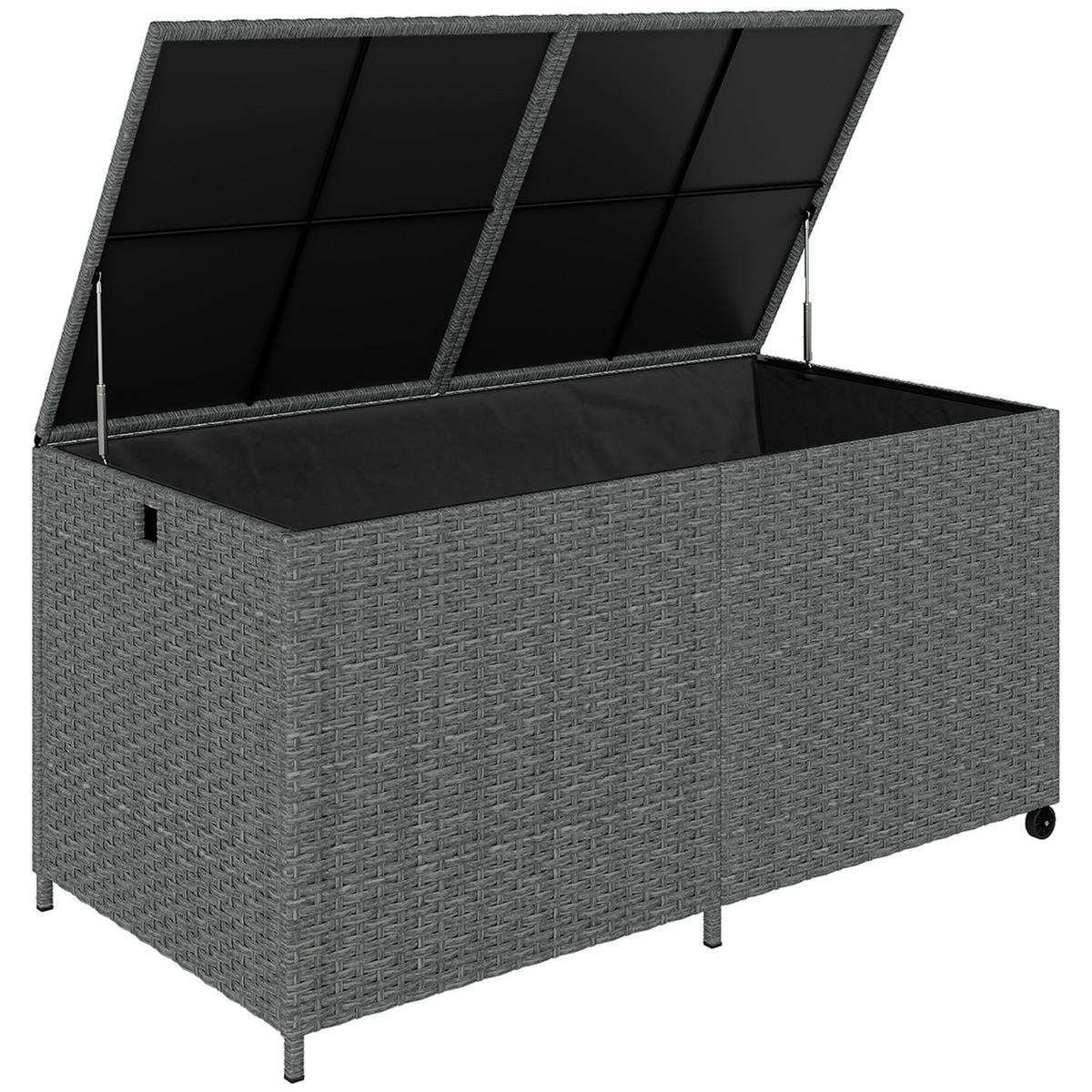 GARTENBOX PE-Rattan Stahl Dunkelgrau - Dunkelgrau, Kunststoff (75/74/150cm) - Outsunny