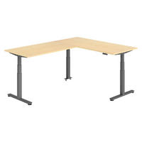 ECKSCHREIBTISCH elektrisch höhenverstellbar L-Form 240/180/74 cm in Ahornfarben/Graphitfarben - Ahornfarben/Graphitfarben, Holzwerkstoff (240/180/74cm) - bümö