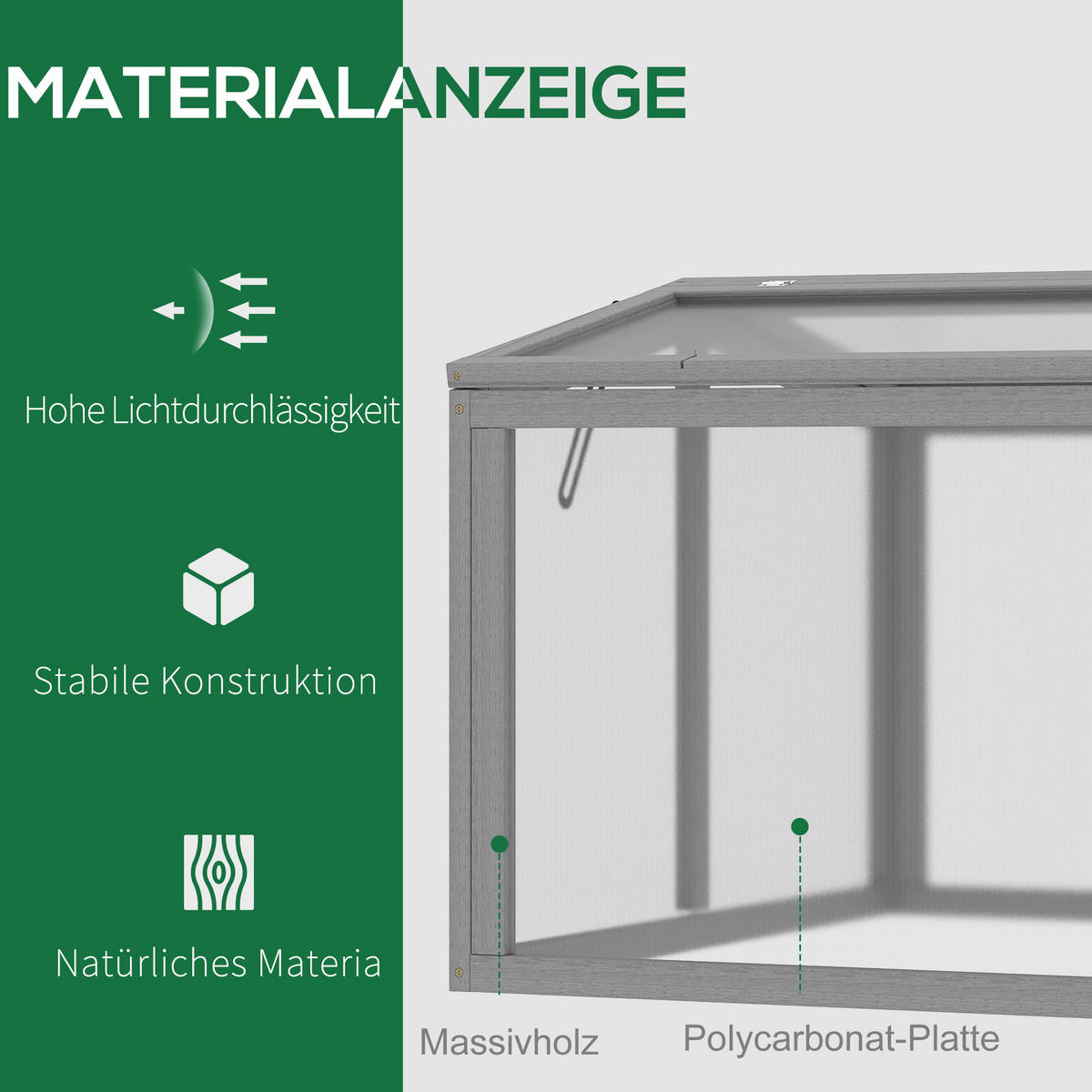 FRÜHBEET Treibhaus wetterfest, Hellgrau - Hellgrau, Holzwerkstoff (80/58/90cm) - Outsunny