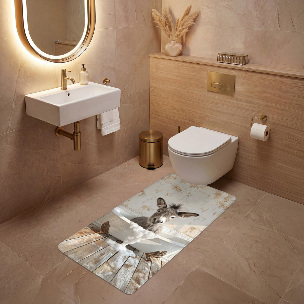 WC PŘEDLOŽKA Osel - Zvířata - Vana - Pěna 60x120 cm - krémová, textil/plast (60/1cm) - OnlyWow