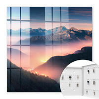 SCHLÜSSELBOX Weiß 30x30 cm – Türöffnung nach rechts - Bergpanorama - Dunkelblau, Metall (30/30/5cm) - TULUP