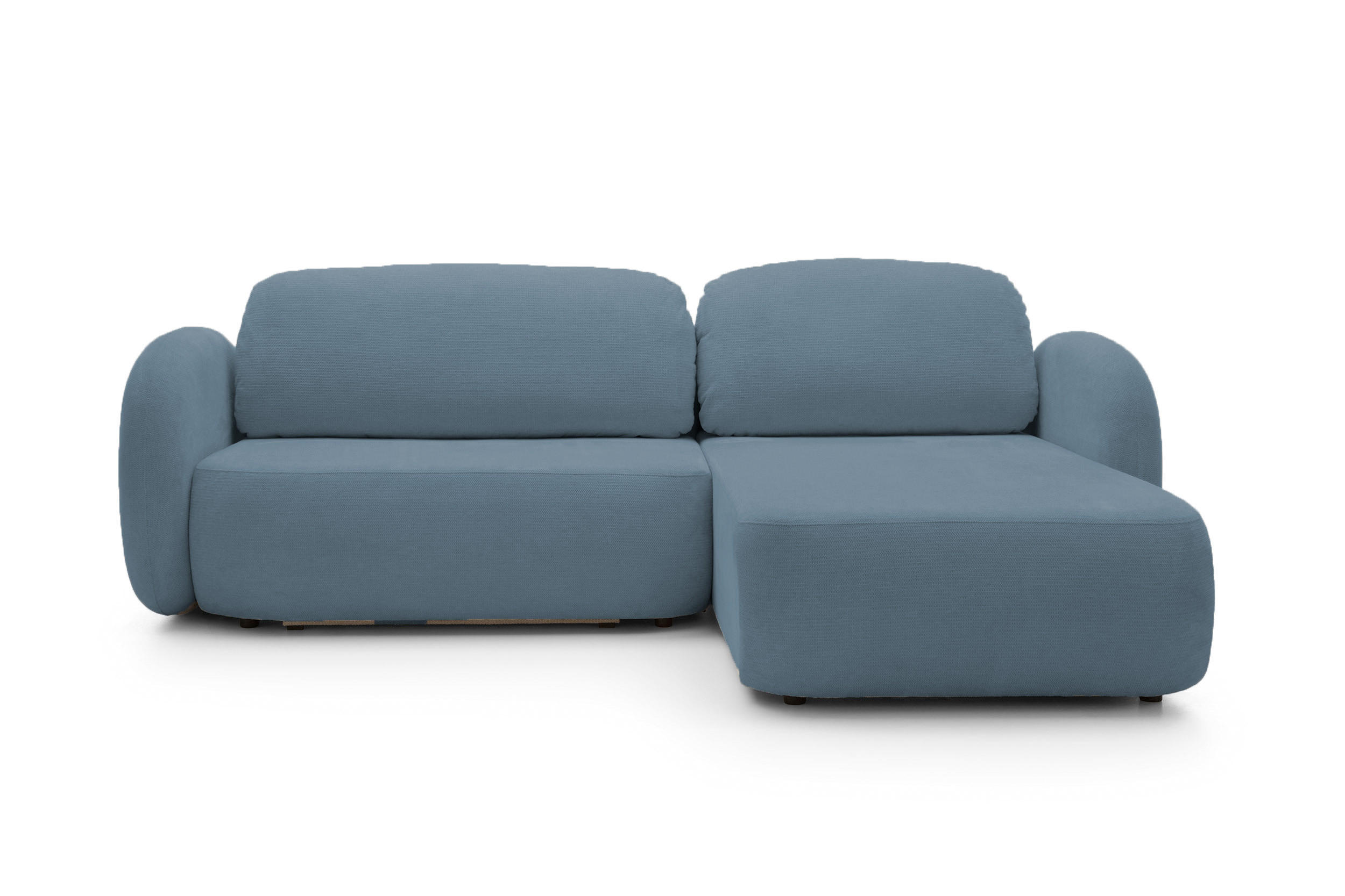 ECKSOFA OLIO L-Form Schlaffunktion mit Bettkasten, lose Rückenkissen, freistehend, RECHTS 248x174 cm Light blue - Hellblau, Holz/Textil (248/174cm) - DomoHome