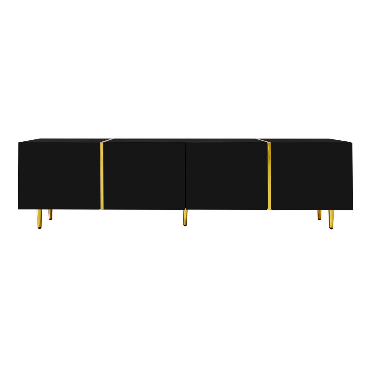 TV-LOWBOARD 170/35/46 cm in Schwarz Hochglanz mit 4 Türen - Schwarz, Holzwerkstoff (170/46/35cm) - Flora Grace