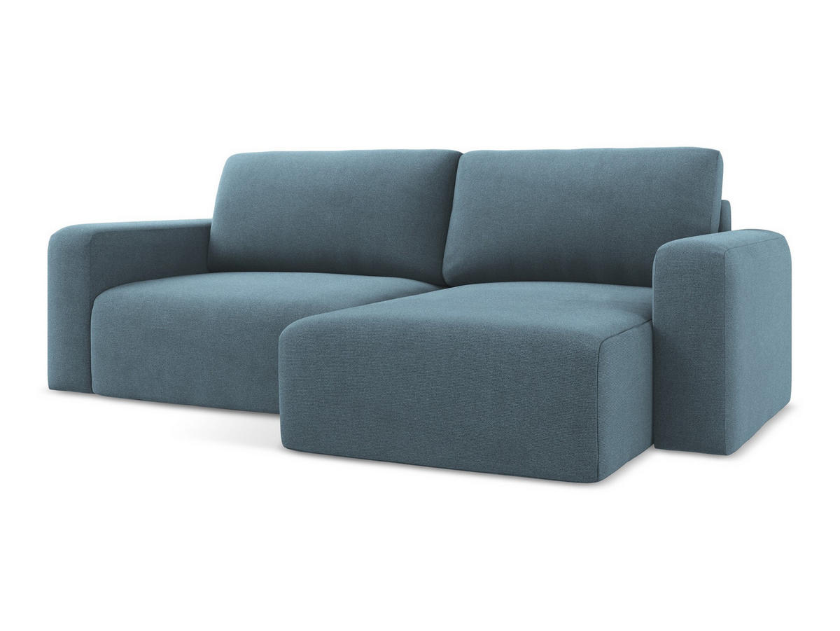 ECKSOFA mit Schlaffunktion rechts Strukturstoff Stoff Blau - Blau/Schwarz, Kunststoff/Textil (244/149cm) - Makamii