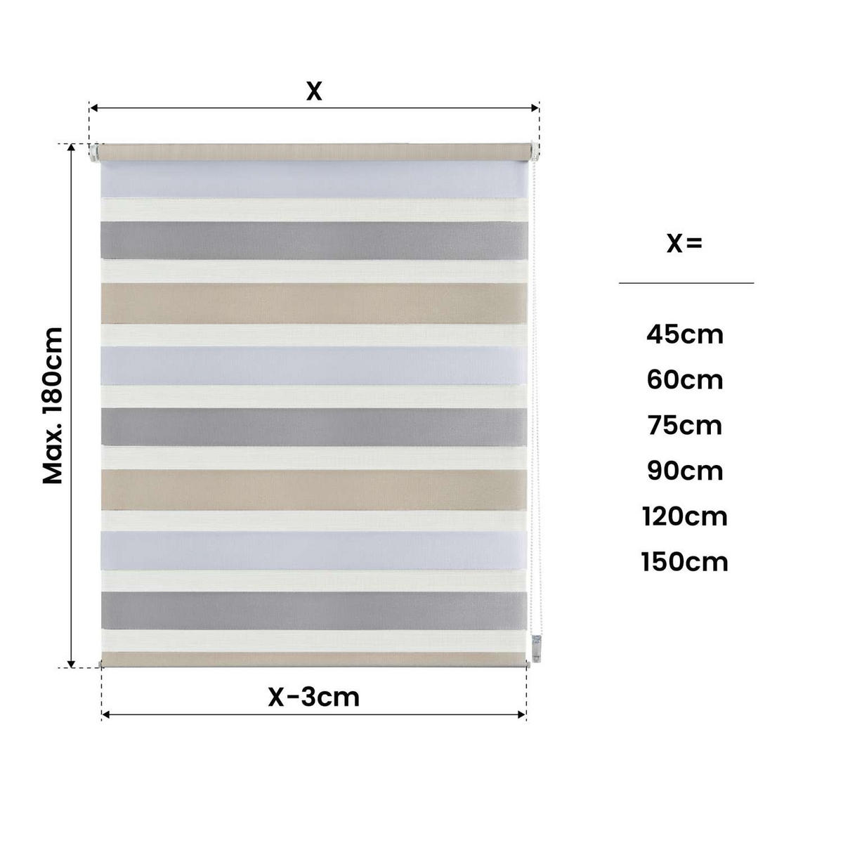 DOPPELROLLO Dreifarbig, 75 cm x 180 cm - Multicolor, Kunststoff (75/180cm) - STORESDECO