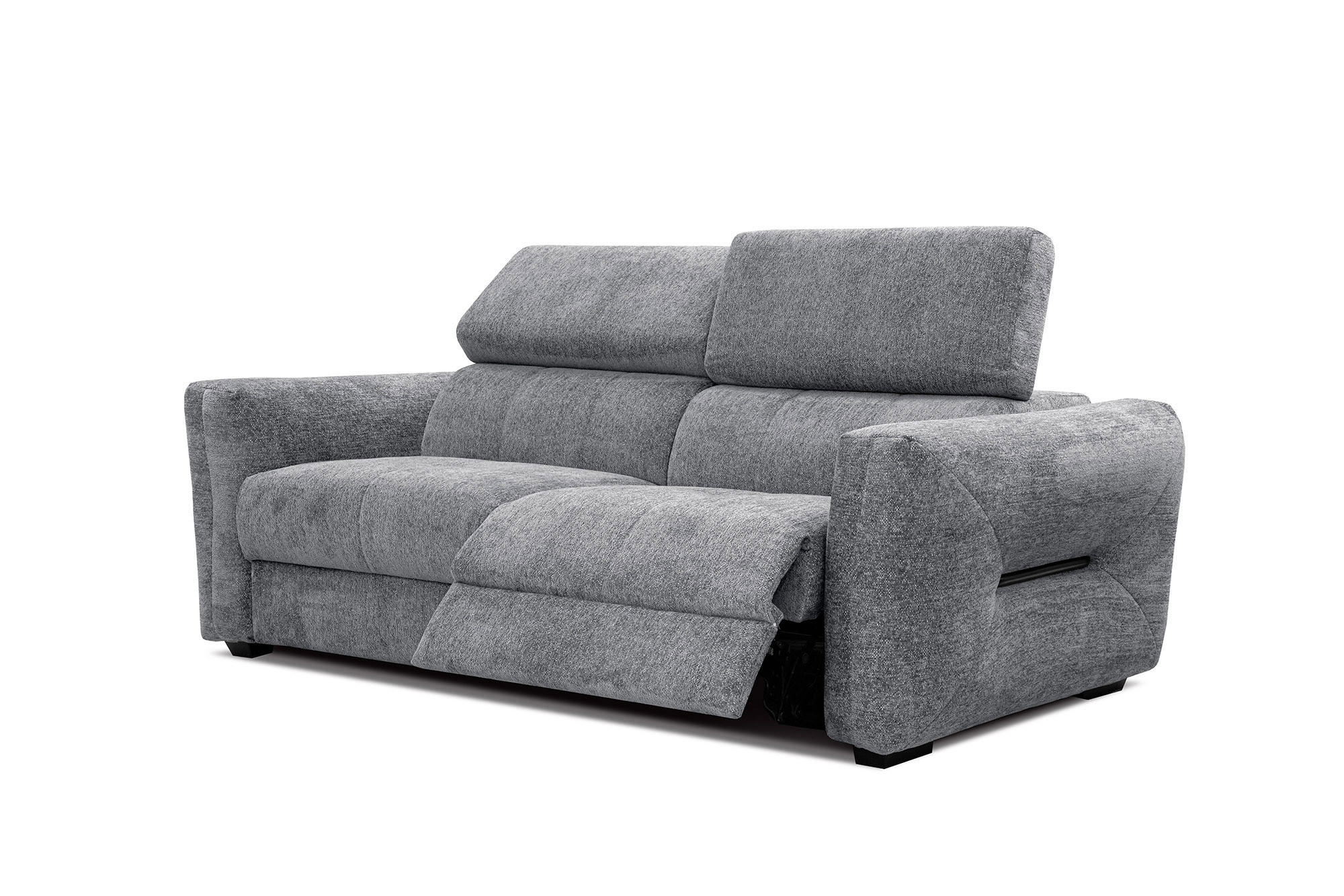 SOFA CALVERA 3-Sitzer mit 1 Relaxfunktion, grau - Grau, Holzwerkstoff/Textil (204/79/106cm) - Courtois Laville