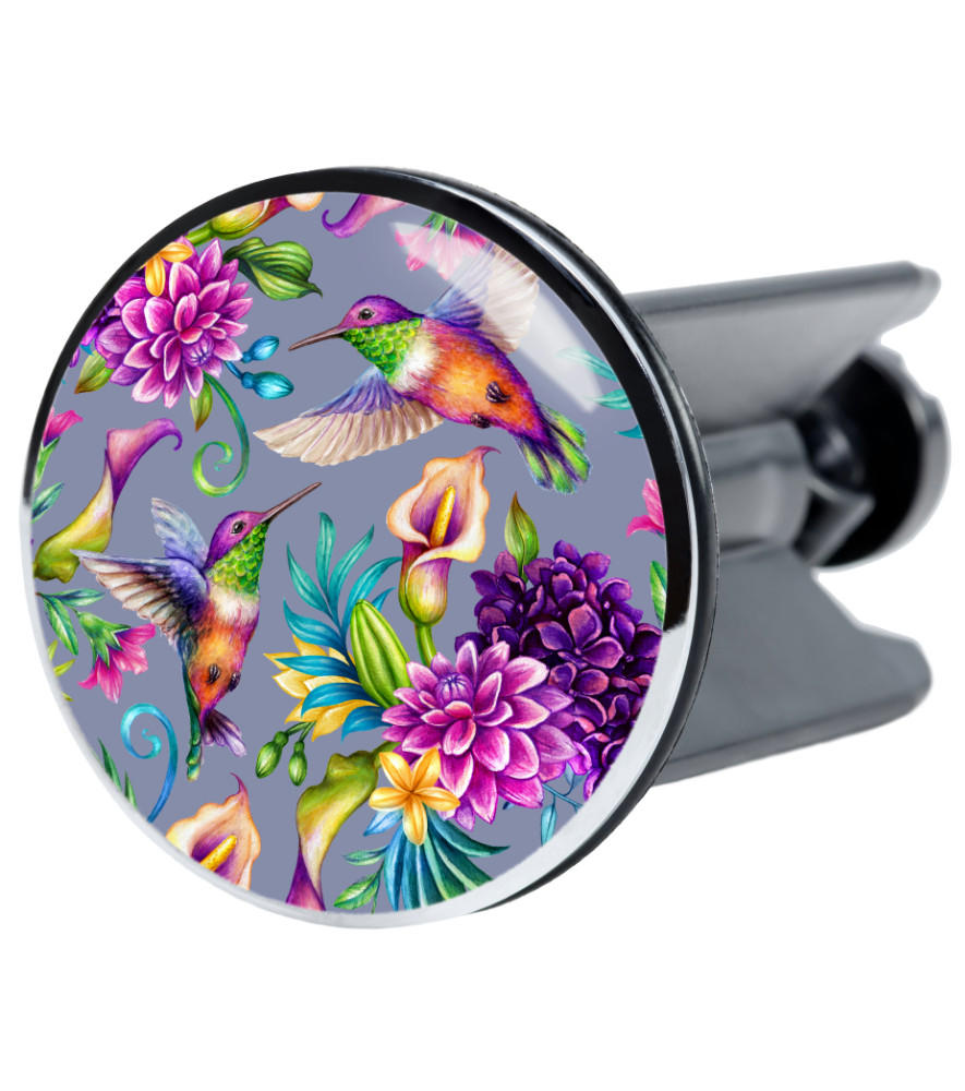 WASCHBECKENSTÖPSEL Kolibri - Violett, Kunststoff/Metall (4/7/7cm) - Sanilo