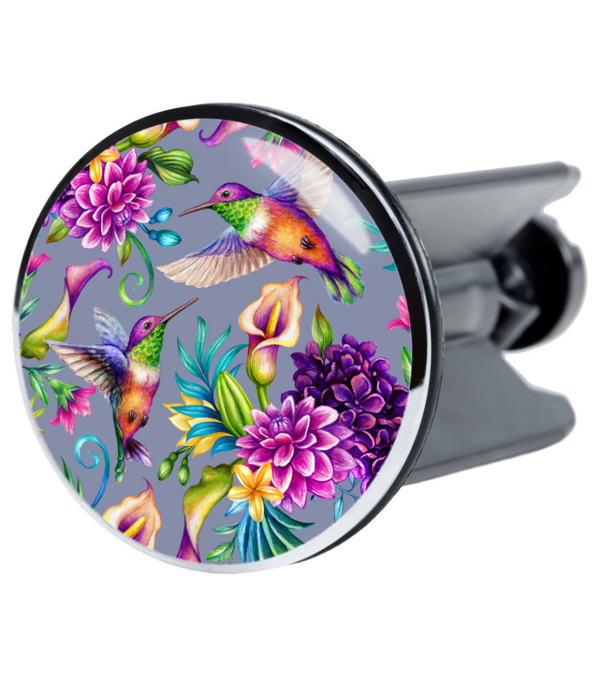 WASCHBECKENSTÖPSEL Kolibri - Violett, Kunststoff/Metall (4/7/7cm) - Sanilo