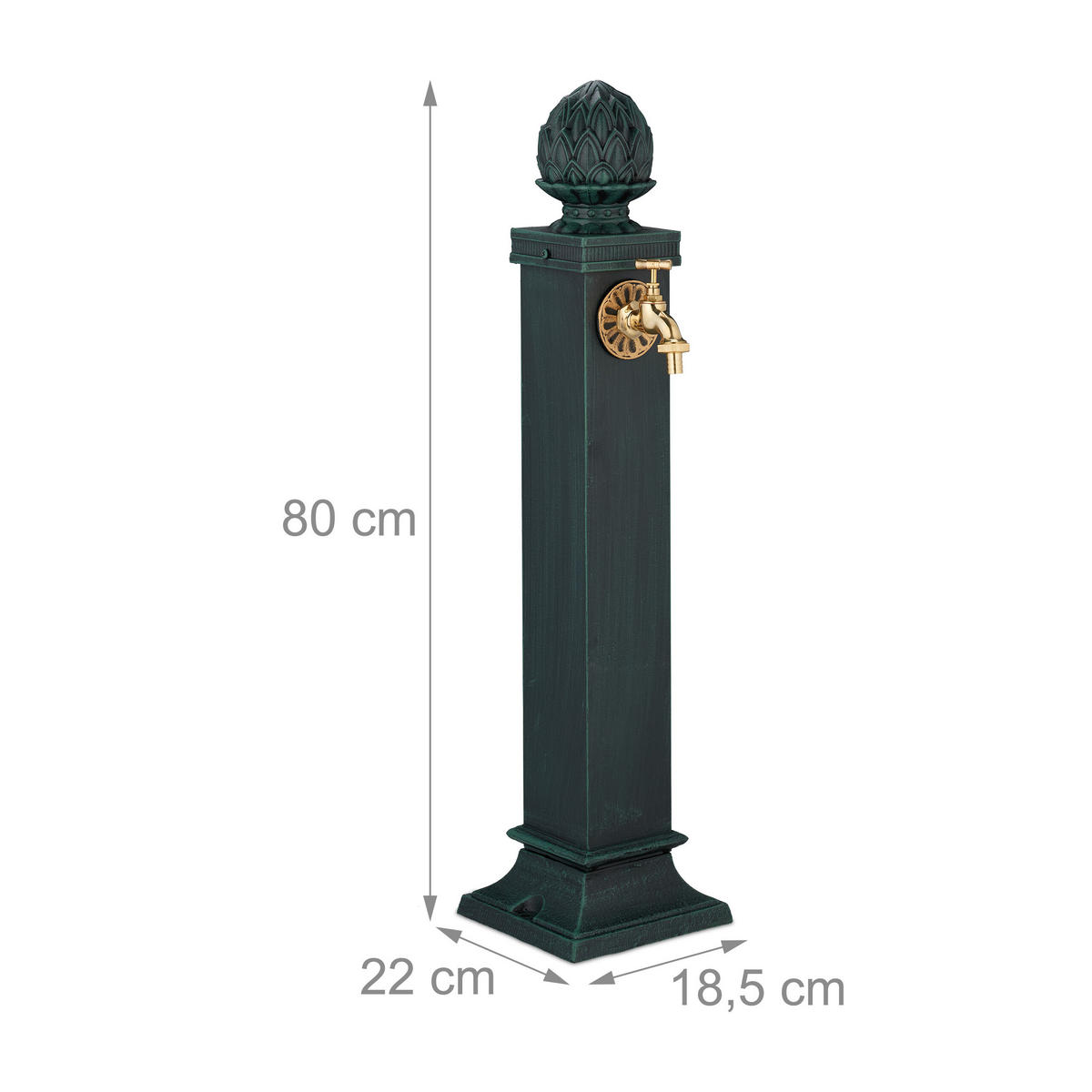 STANDBRUNNEN - Dunkelgrün, Metall (22/18.5/80cm) - Relaxdays