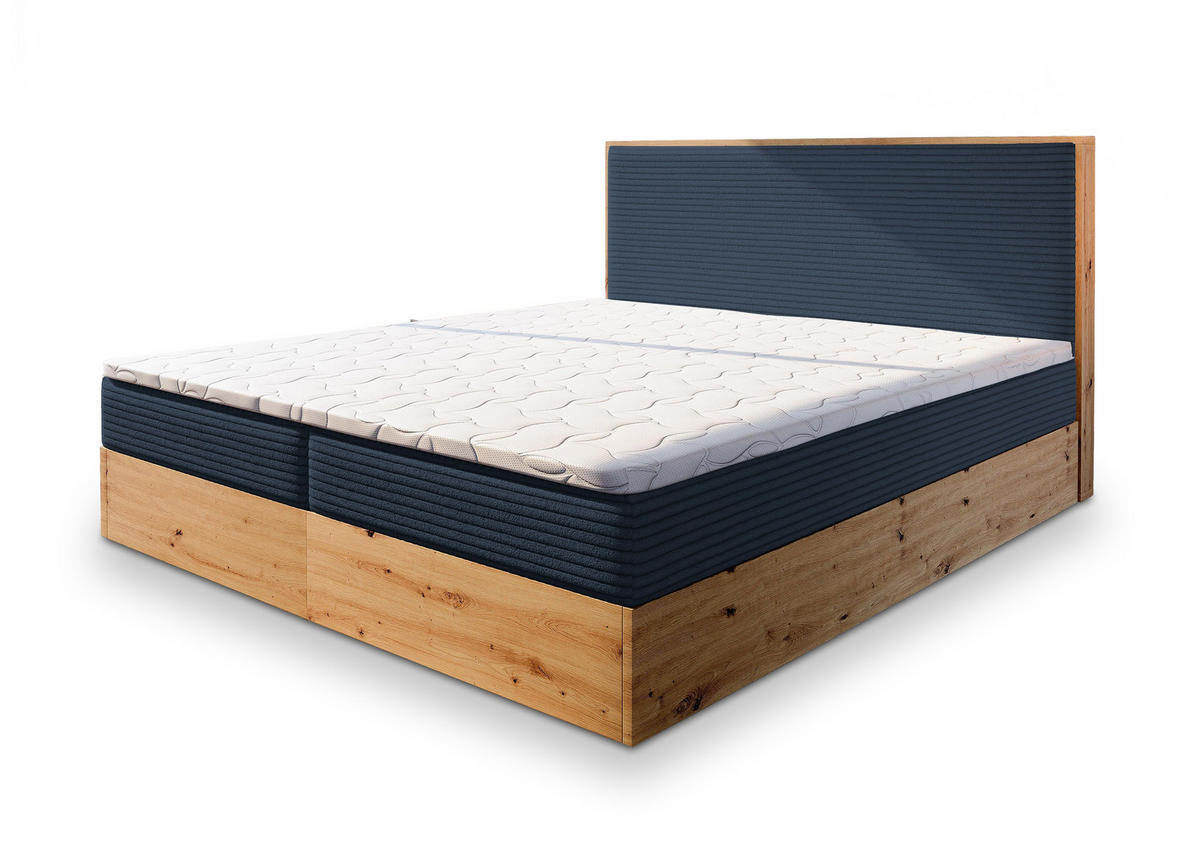 POSTEL BOXSPRING VERDON 140x200 cm, s matrací a úložným prostorem, modrá - modrá, kompozitní dřevo/textil (140/200cm) - MASSENO