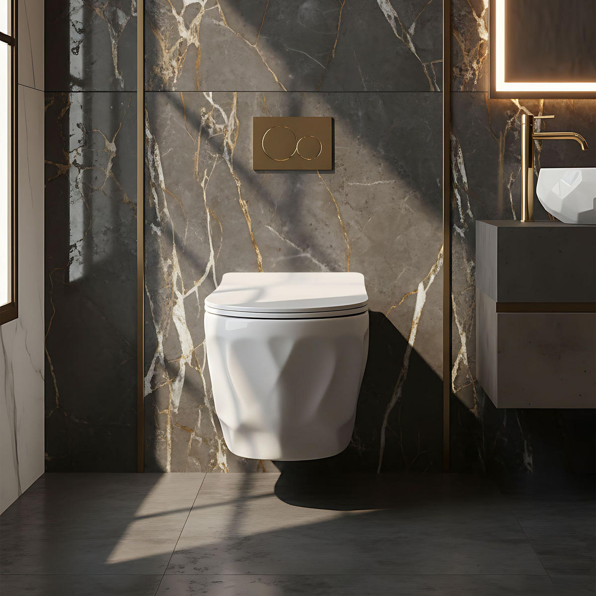 WC Schüssel Randlos Rea Gustavo Rimless - Weiß, Keramik (35.5/34/49cm) - REA
