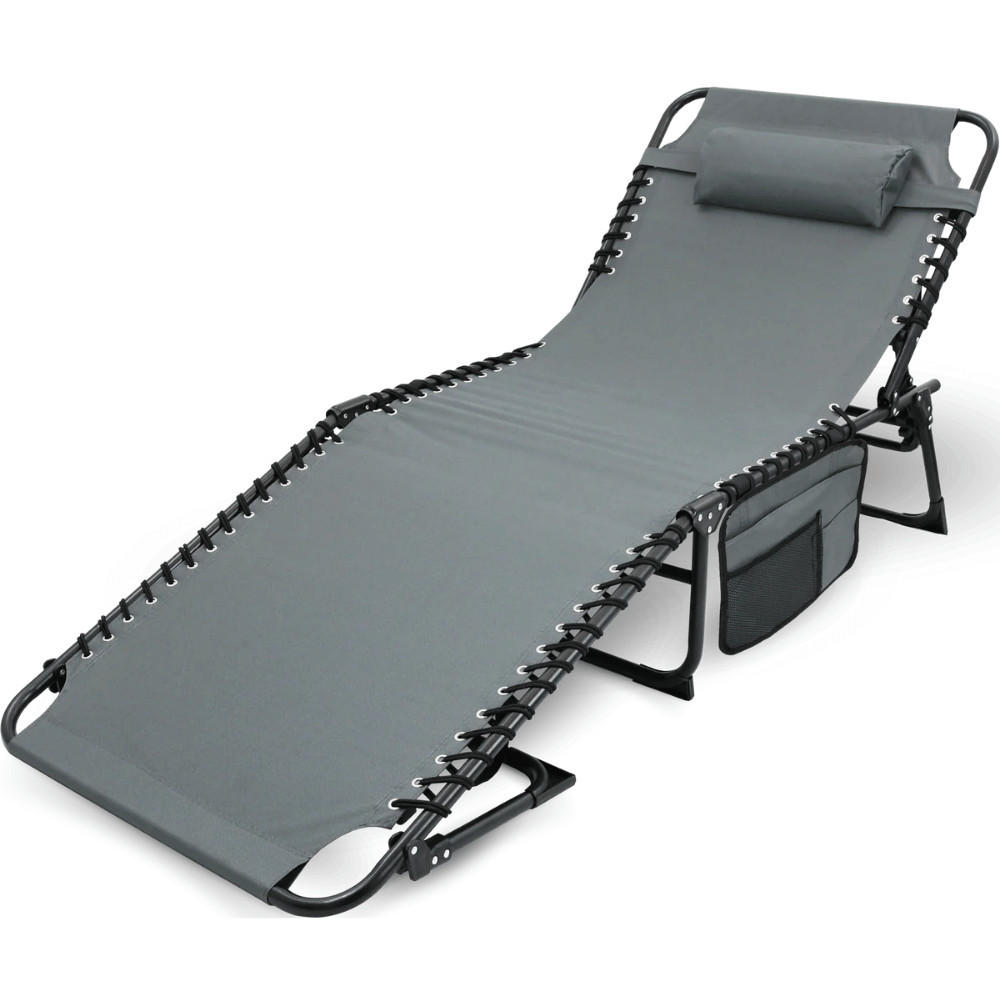 SONNENLIEGE klappbar wetterfest LUNA Mit Kopfkissen Anthrazit - Anthrazit, Metall (69/30/190cm) - DELUKE