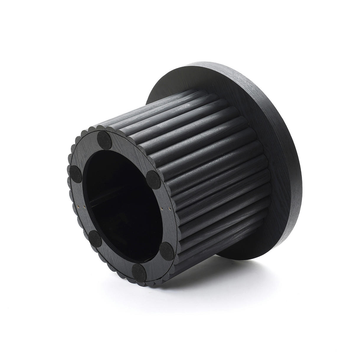 COUCHTISCH Rund, Schwarz aus MDF mit PU-Holzdessin | Ø60 x H40 cm - Schwarz, Holz (60/60/40cm)