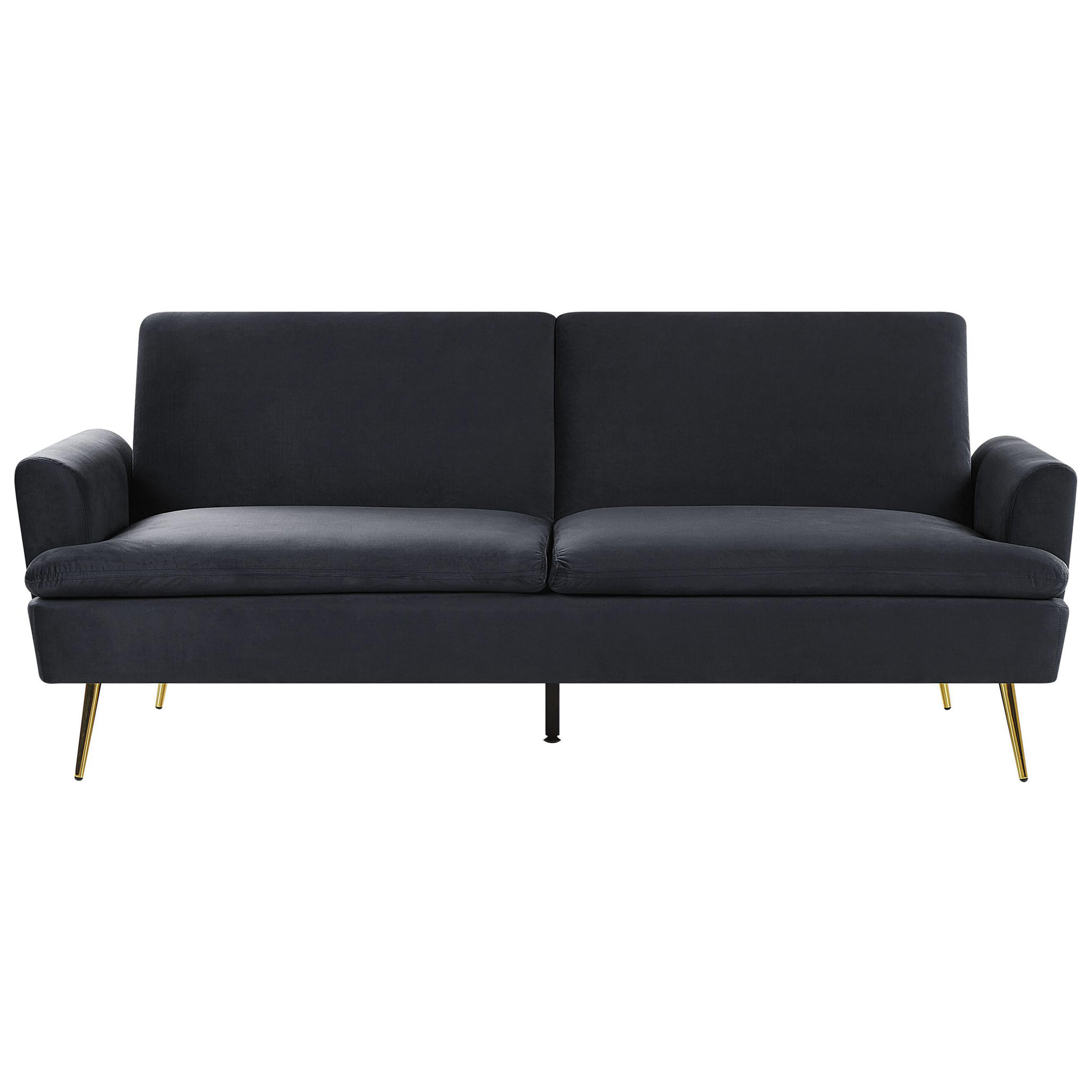 3-SITZER-SCHLAFSOFA Samtstoff Schwarz Vettre - Schwarz, Textil (210/88/84cm) - Beliani