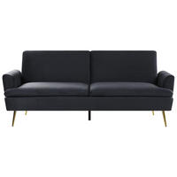 3-SITZER-SCHLAFSOFA Samtstoff Schwarz Vettre - Schwarz, Textil (210/88/84cm) - Beliani