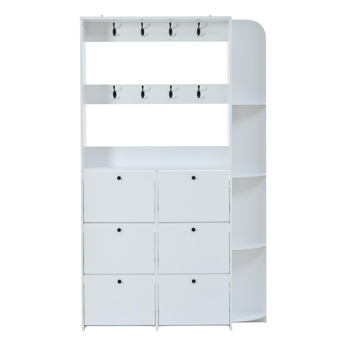 STANDGARDEROBE 120/24/200 cm mit 8 Haken und Schuhschrank in Weiß - Weiß, Holzwerkstoff (120/200/24cm) - BEAOK