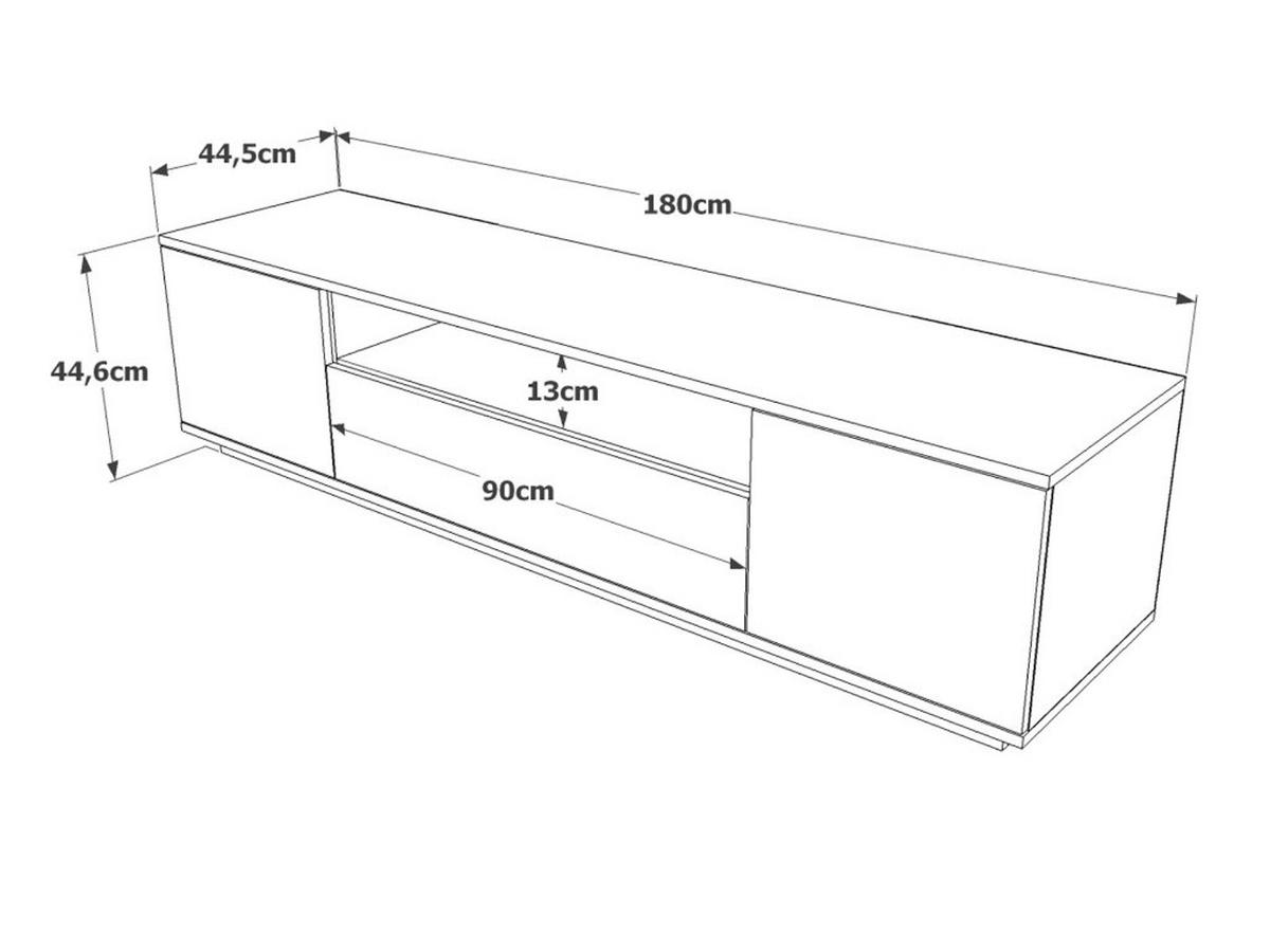 TV-MÖBEL mit 3 Türen & 1 Ablagefach - Weiß & Holzfarben - LOTULA - Naturfarben, Holz (44.5/44.6/180cm) - Vente-Unique