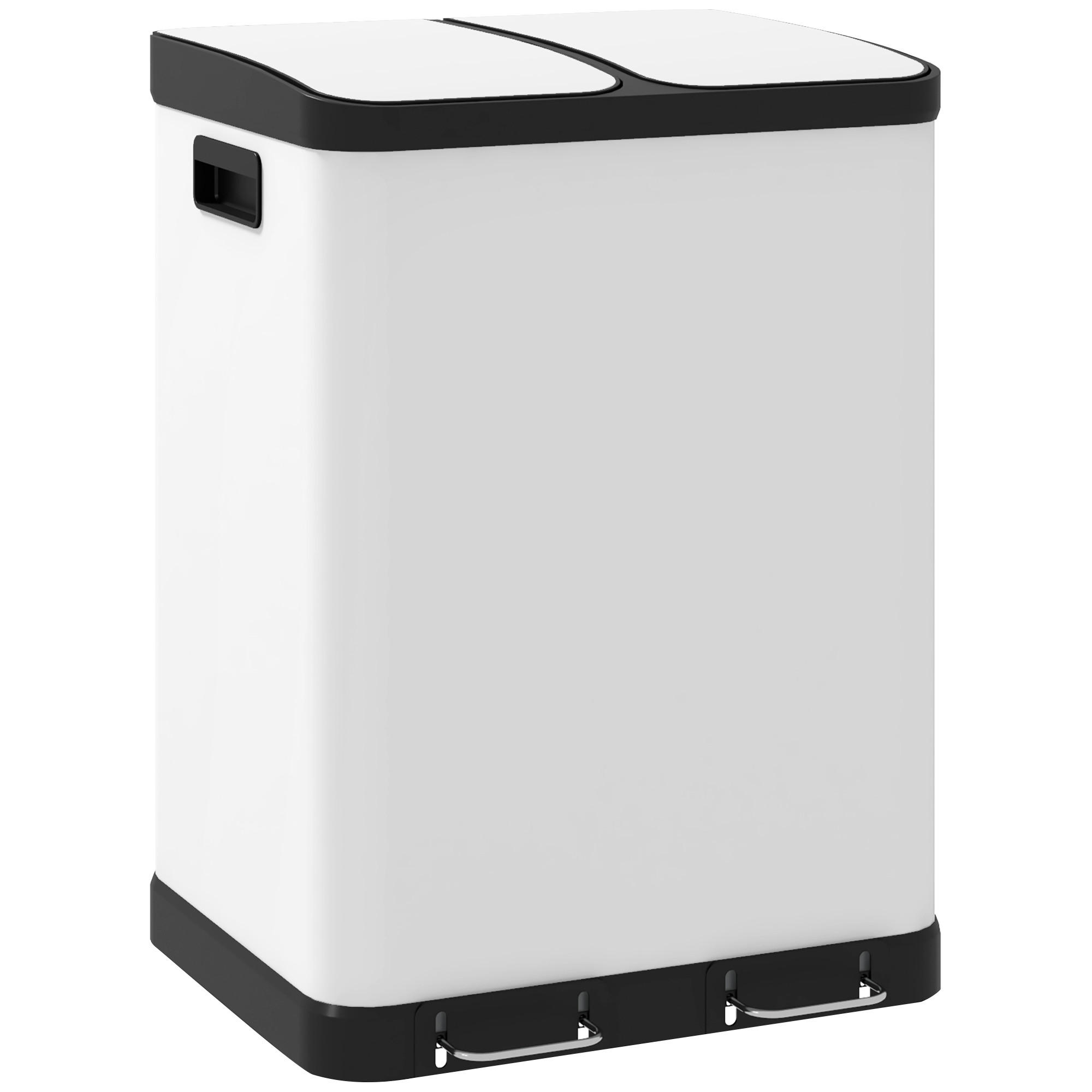 MÜLLEIMER DE-08932 2x30 L, Soft-Close-Pedal Grau - Weiß, Metall (39.5/67/48.8cm) - ComfortXL