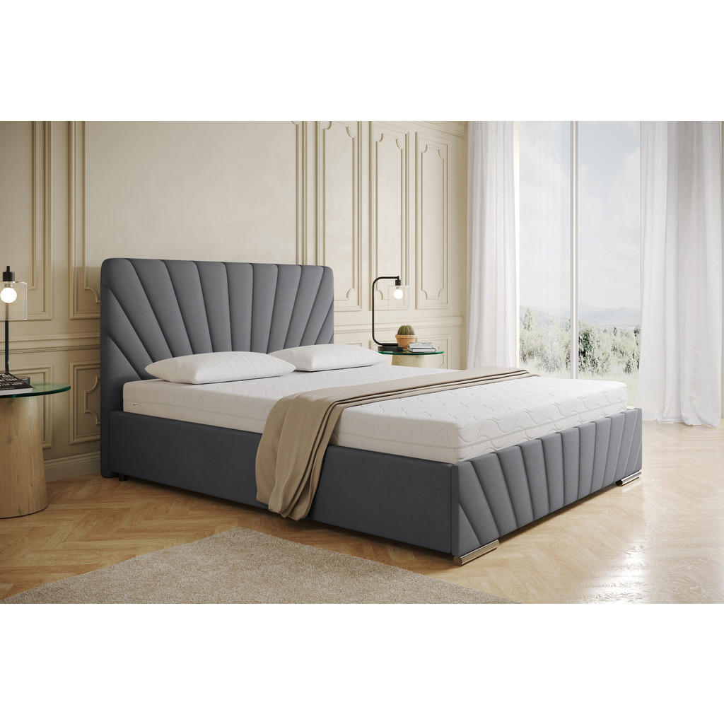Thumbnail - Panda Möbel Polsterbett, Grau, Holz, Mode, 160x200 cm, Oeko-Tex® Standard 100, Schlafzimmer, Betten, Polsterbetten