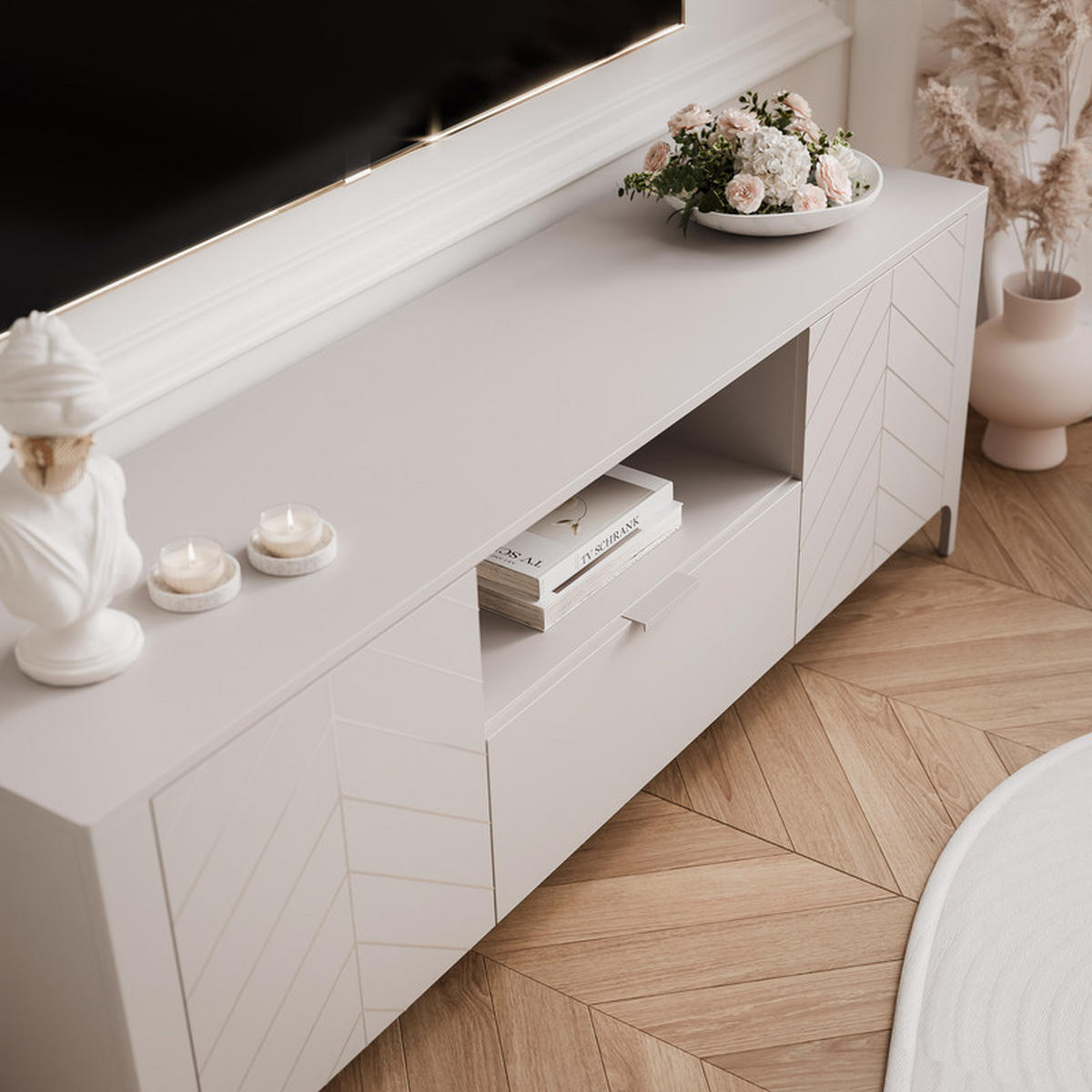 TV-LOWBOARD LORIEN stehend, 159 cm Kaschmir - Kaschmir, Holzwerkstoff/Metall (159.8/57.1/40.6cm) - Idohome