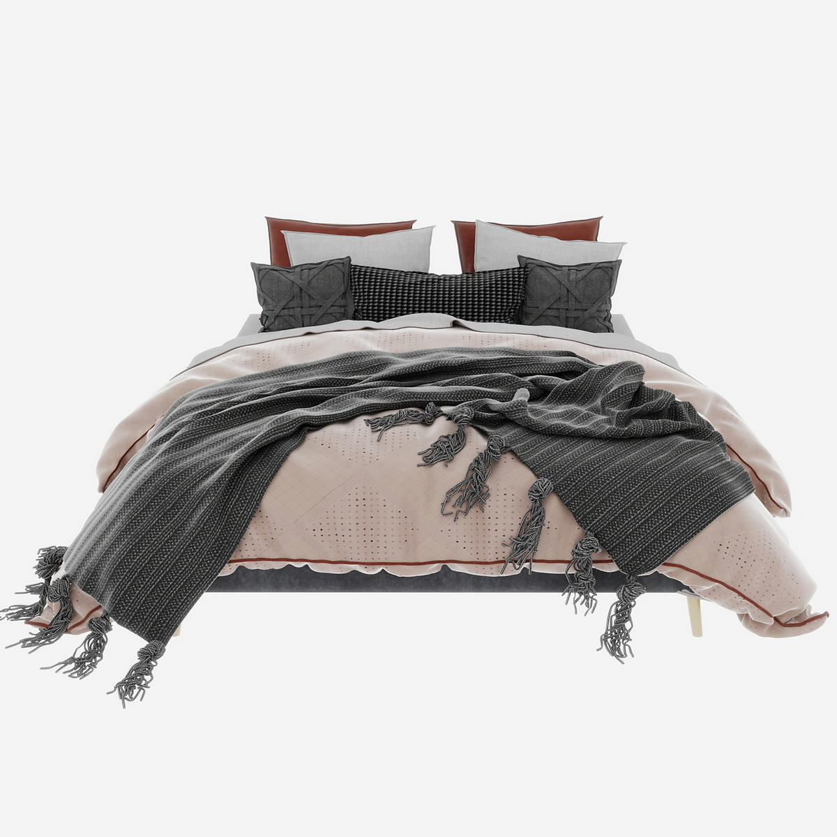 POSTEĽ 140/200 cm sivá z látky a kovu s pevnou konštrukciou v modernom štýle - sivá, textil (140/200cm) - OKWISH