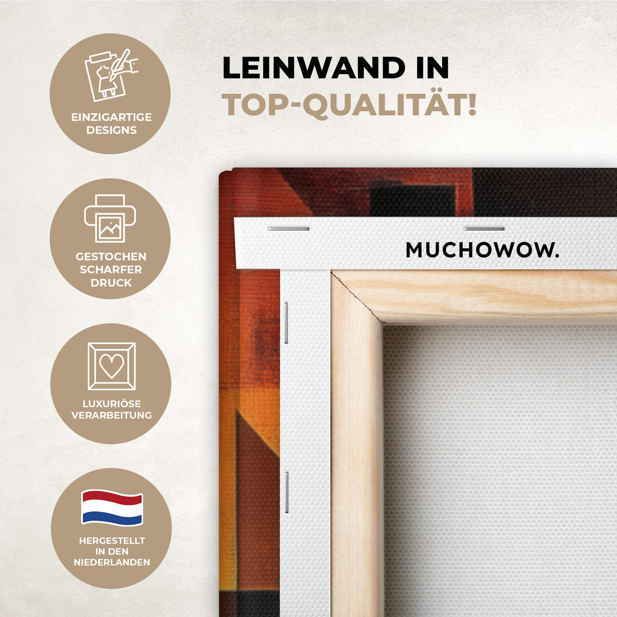 LEINWANDBILD Figuren - Abstrakt - Symbole 80x120 cm - Terracotta, Textil (80/120cm) - MuchoWow