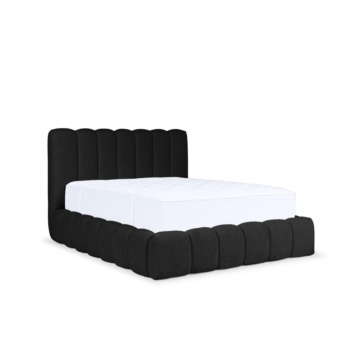POLSTERBETT mit Nachttisch Elvert Set 180x200 cm, Schwarz - Schwarz, Textil (180/200cm) - Meblito