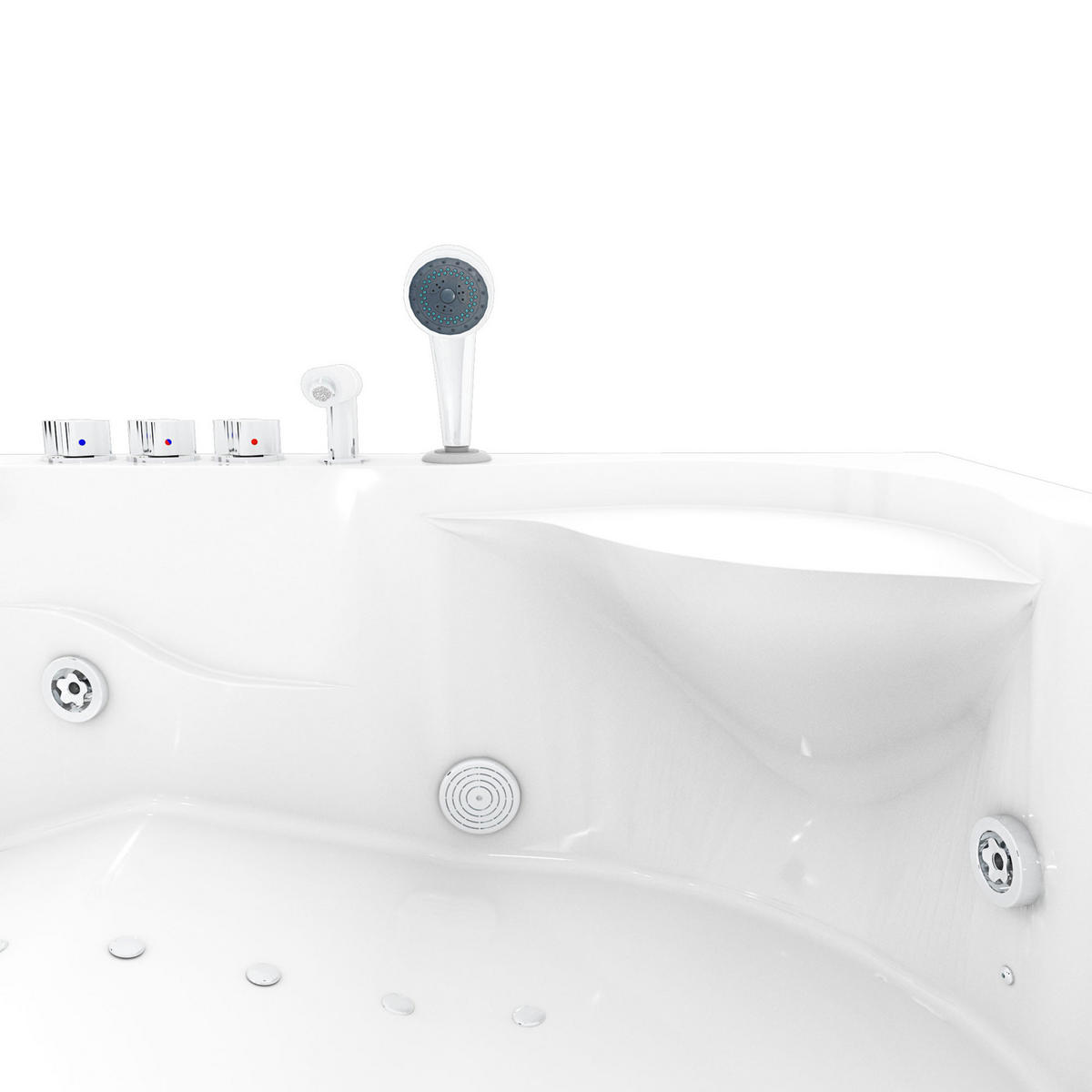 WHIRLPOOL Pool Badewanne Eckwanne Wanne W23H-TH-R - Weiß, Glas/Kunststoff (182/80/120cm) - AcquaVapore by Sandra Jentho
