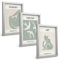 BILDER SET 3er Set - 20x30 cm Silberner Rahmen - Matisse abstrakte Figuren - Silberfarben, Kunststoff (20/30cm) - TULUP