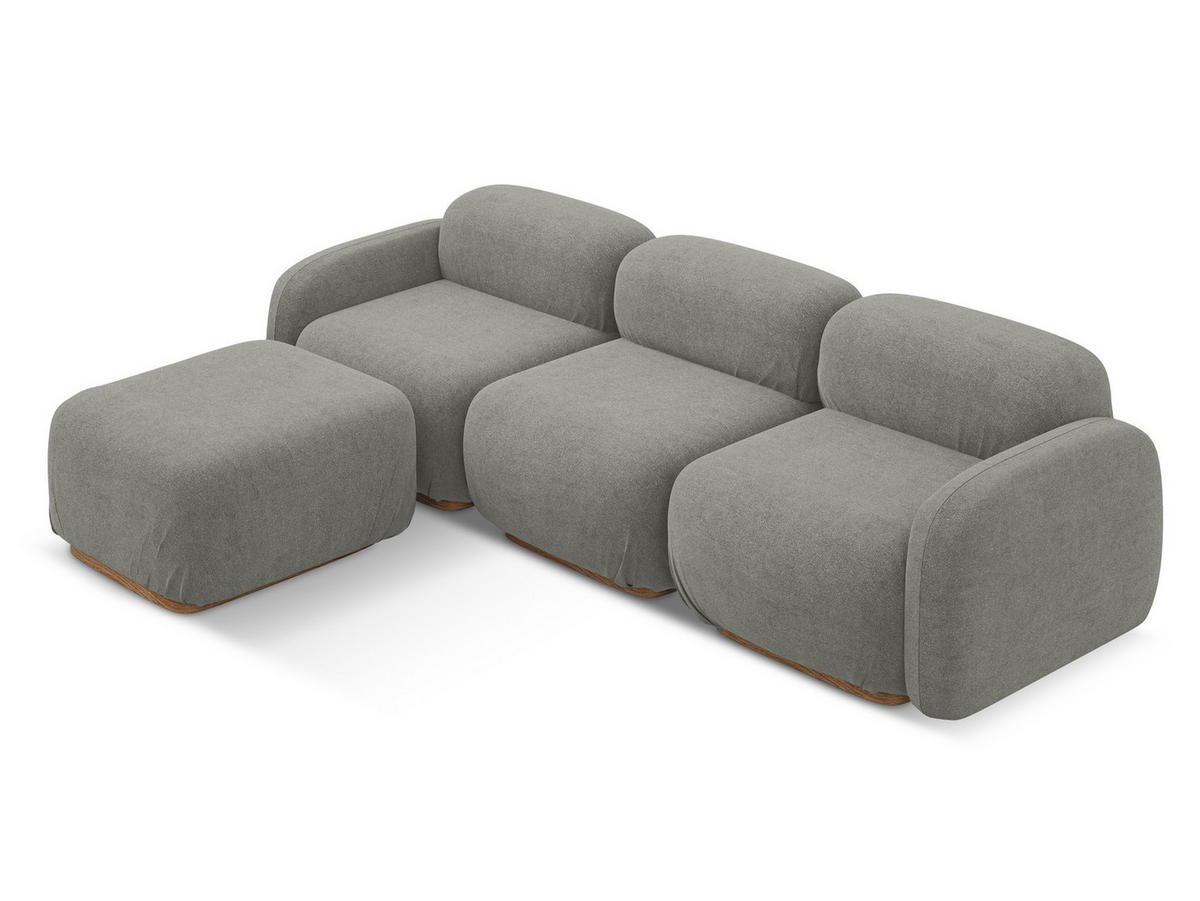ECKSOFA Beidseitig Bouclé Stoff Beige - Greige/Beige, Holz/Textil (270/190cm) - Makamii