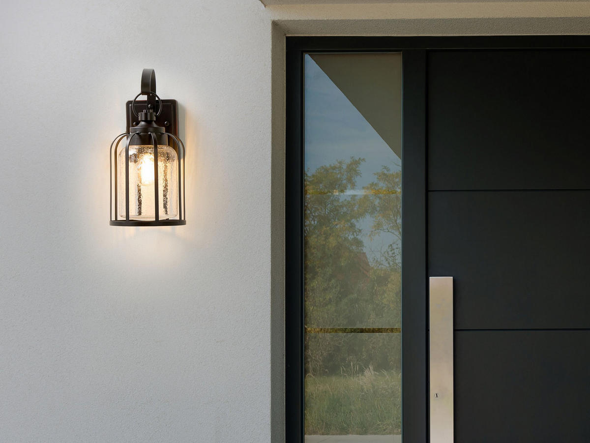 AUSSENWANDLEUCHTE Wooler 17/15/36 cm - Schwarz, Metall (15/36/17cm) - Beliani