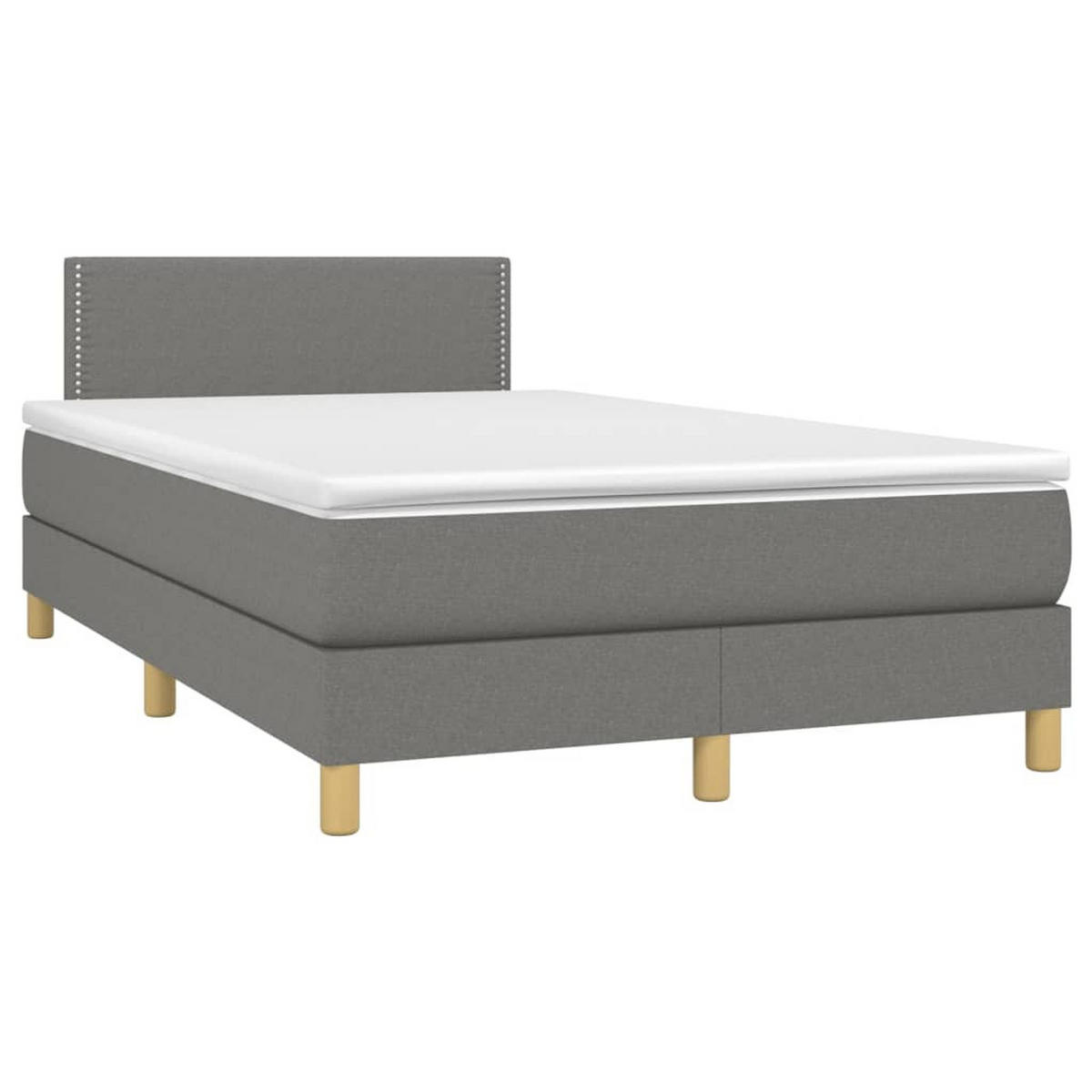 BOXSPRINGBETT MIT MATRATZE DUNKELGRAU 120X200 CM STOFF - Dunkelgrau, Holz/Textil - vidaXL